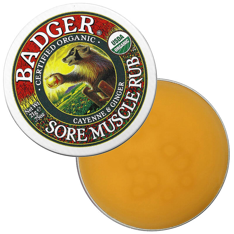 Badger Company, Organic Sore Muscle Rub, Cayenne & Ginger, 0.75 oz (21 g)