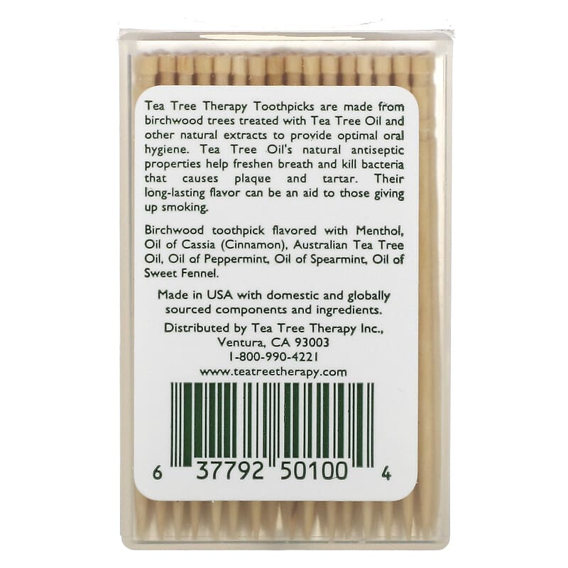 Tea Tree Therapy, Toothpicks, Mint, 100 Count