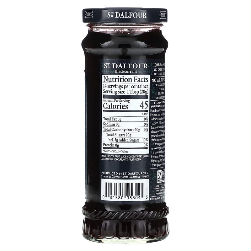 St. Dalfour, Black Currant, Fruit Spread, 10 oz (284 g)