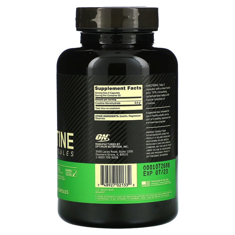 Optimum Nutrition, Micronized Creatine Capsules, 1.25 g, 100 Capsules