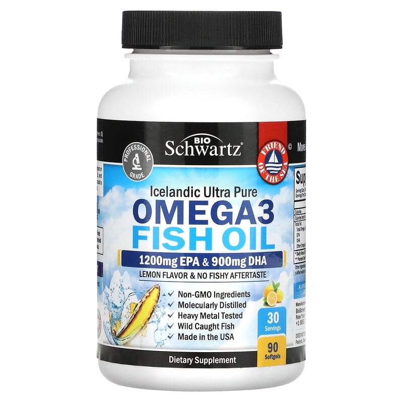 BioSchwartz, Omega 3 Fish Oil, Lemon , 90 Softgels