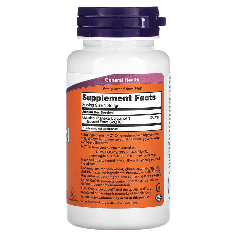 NOW Foods, Ubiquinol, 100 mg, 60 Softgels