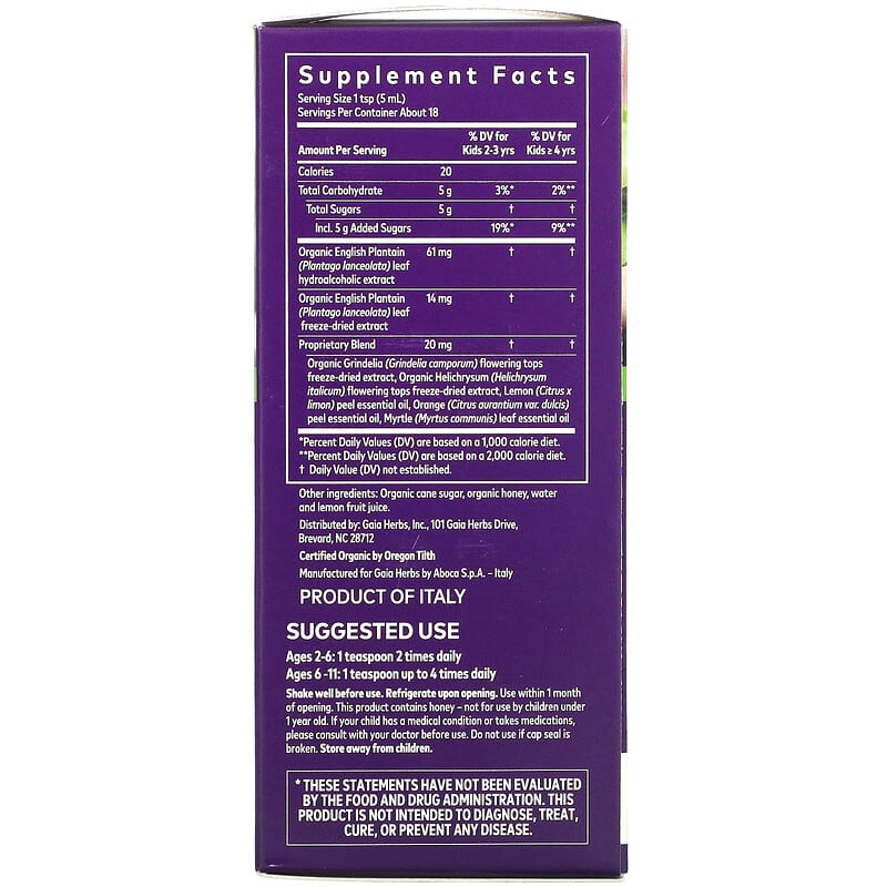 Gaia Herbs, Bronchial Wellness Syrup for Kids, 3 fl oz (89 ml)