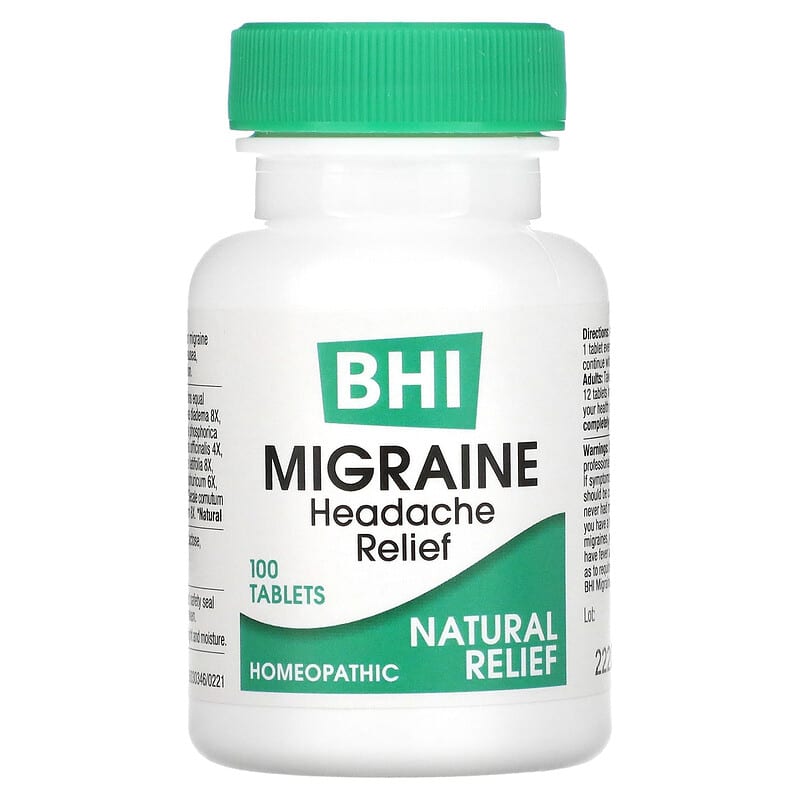 MediNatura, BHI, Migraine Relief, 100 Tablets