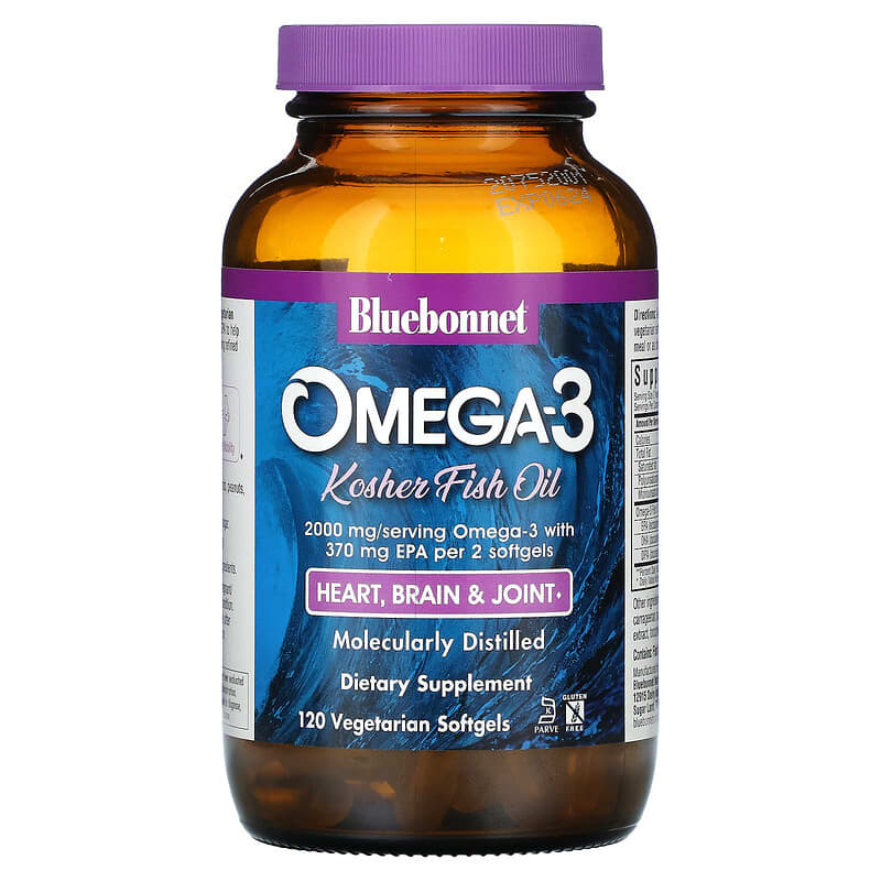 Bluebonnet Nutrition, Omega-3 Kosher Fish Oil, 1,000 mg, 120 Vegetarian Softgels