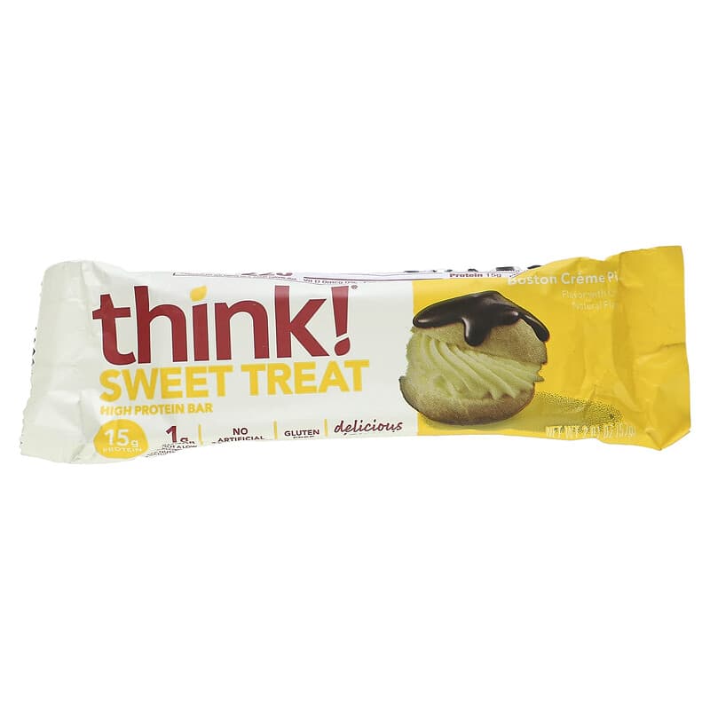 Think !, Sweet Treat, High Protein Bar, Boston Creme Pie, 5 Bars, 2.01 oz (57 g) Each