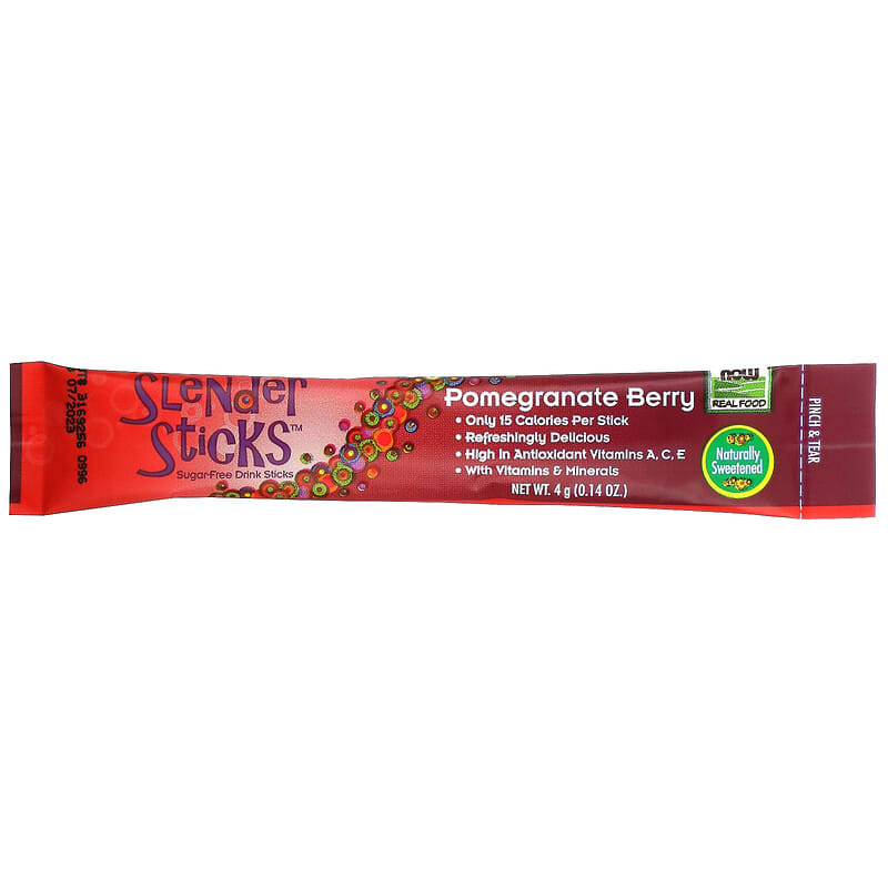 NOW Foods, Real Food, Slender Sticks, Pomegranate Berry, 12 Sticks, 0.14 oz (4 g) Each