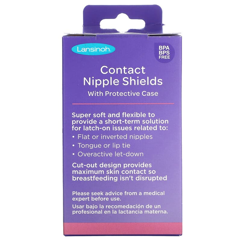 Lansinoh, Contact Nipple Shields with Protective Case, Size 2 (24 mm), 2 Pack