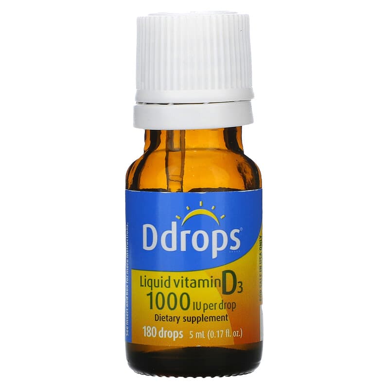 Ddrops, Liquid Vitamin D3, 1000 IU, 0.17 fl oz (5 ml)