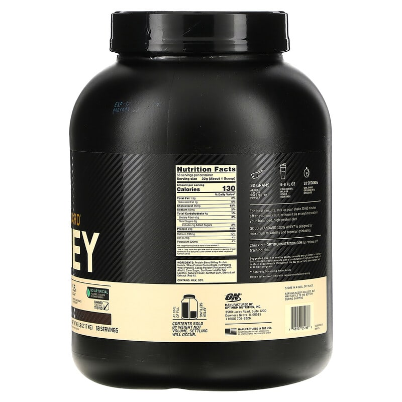 Optimum Nutrition, Gold Standard 100% Whey, Naturally Flavored, Chocolate, 4.8 lb (2.17 kg)