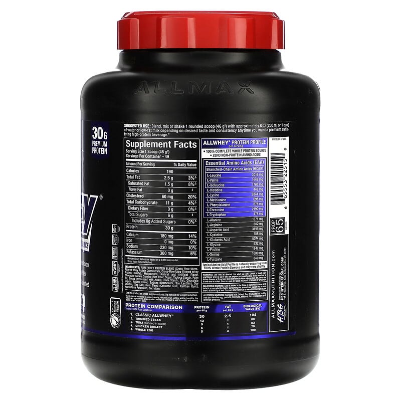 ALLMAX, Classic AllWhey, 100% Whey Protein Source, Cookies & Cream, 5 lbs. (2.27 kg)