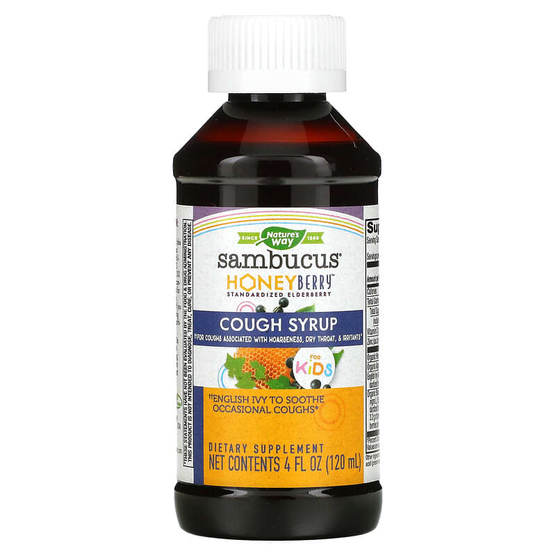 Nature's Way, Sambucus for Kids, HoneyBerry Cough Syrup, 4 fl oz (120 ml)