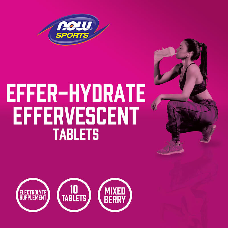NOW Foods, Sports, Effer-Hydrate, Mixed Berry, 10 Tablets, 1.8 oz (51 g)