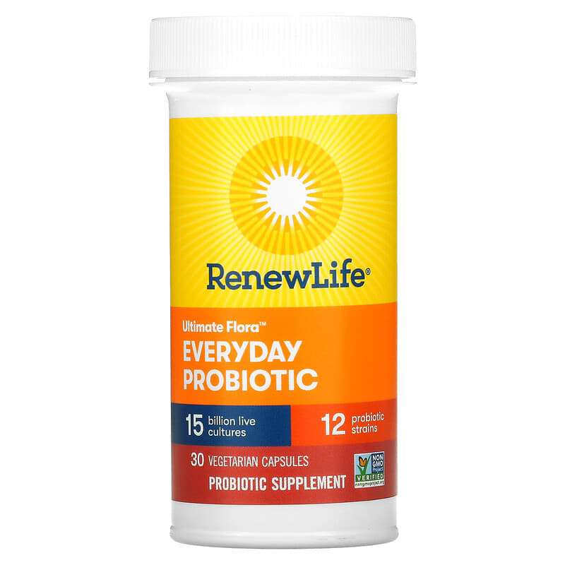 Renew Life, Ultimate Flora, Everyday Probiotic, 15 Billion Live Cultures, 30 Vegetarian Capsules