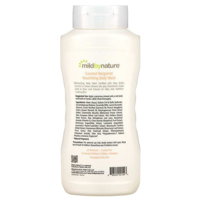 Mild By Nature, Nourishing Body Wash, Coconut Bergamot, 16 fl oz (473 ml)