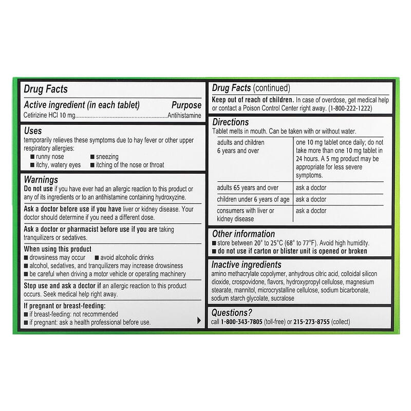 Zyrtec, Children's Allergy, Dissolve Tabs, 6+ Years, Citrus, 10 mg, 24 Orally Disintegrating Tablets