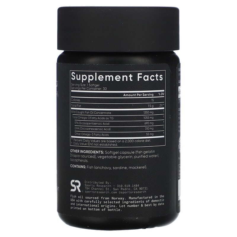 Sports Research, Omega-3 Fish Oil, Triple Strength , 30 Softgels