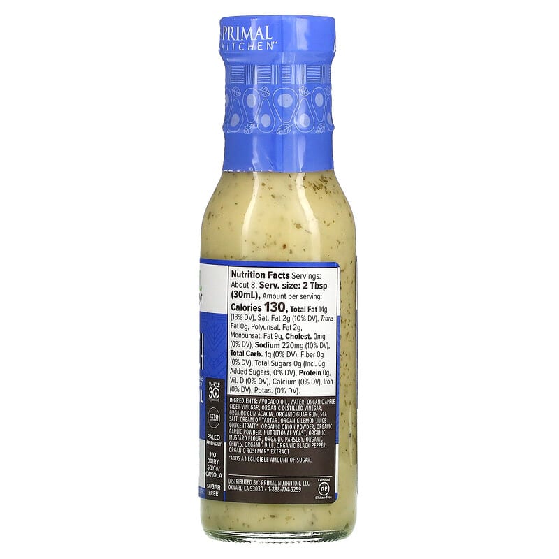 Primal Kitchen, Dressing & Marinade Made with Avocado Oil, Vegan Ranch, 8 fl oz (236 ml)