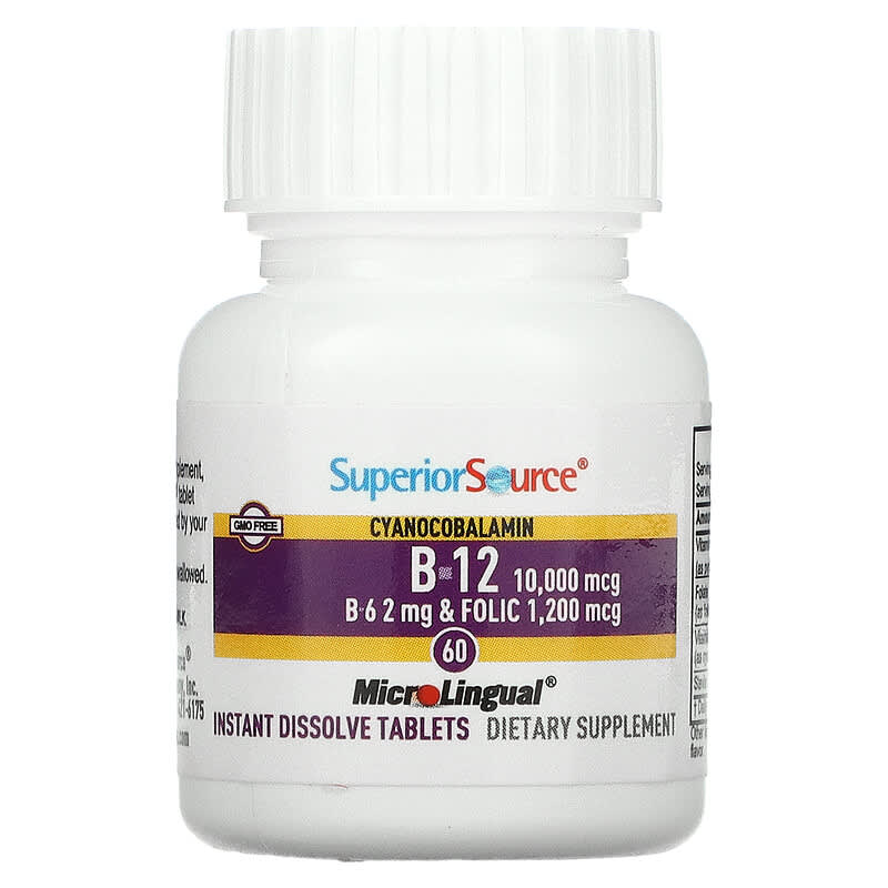 Superior Source, Extra Strength B-12, B-6 & Folic Acid, 60 MicroLingual Instant Dissolve Tablets