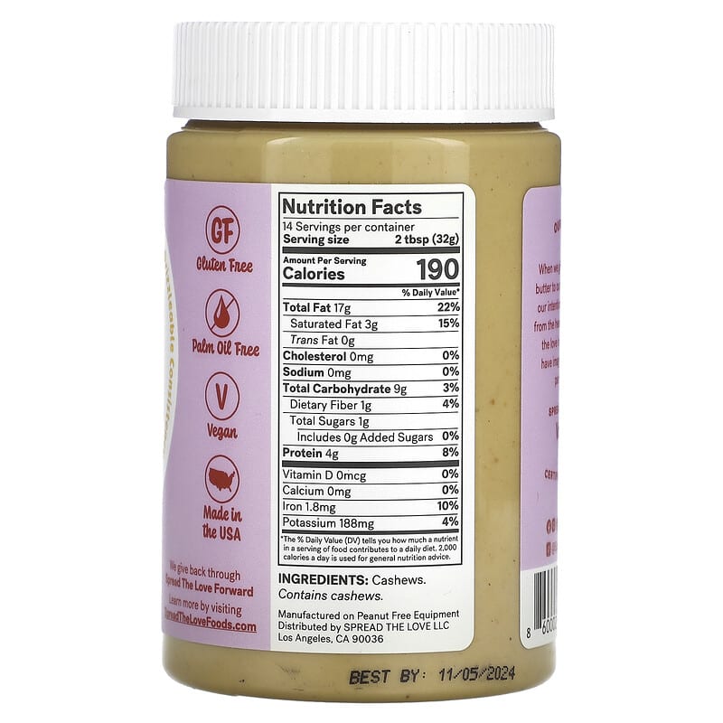 Spread The Love, Cashew Butter, Basic , 16 oz (454 g)