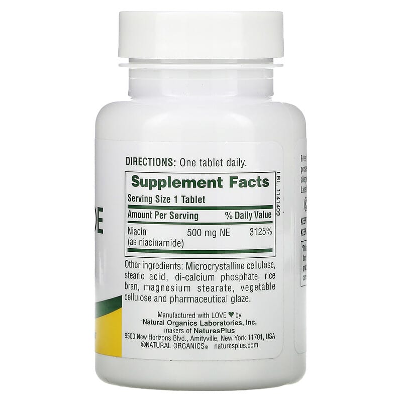 NaturesPlus, Niacinamide, 500 mg, 90 Tablets