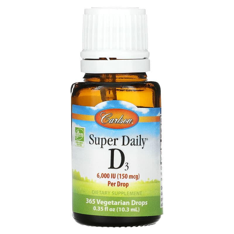 Carlson, Super Daily D3, 150 mcg (6,000 IU), 0.35 fl oz (10.3 ml)