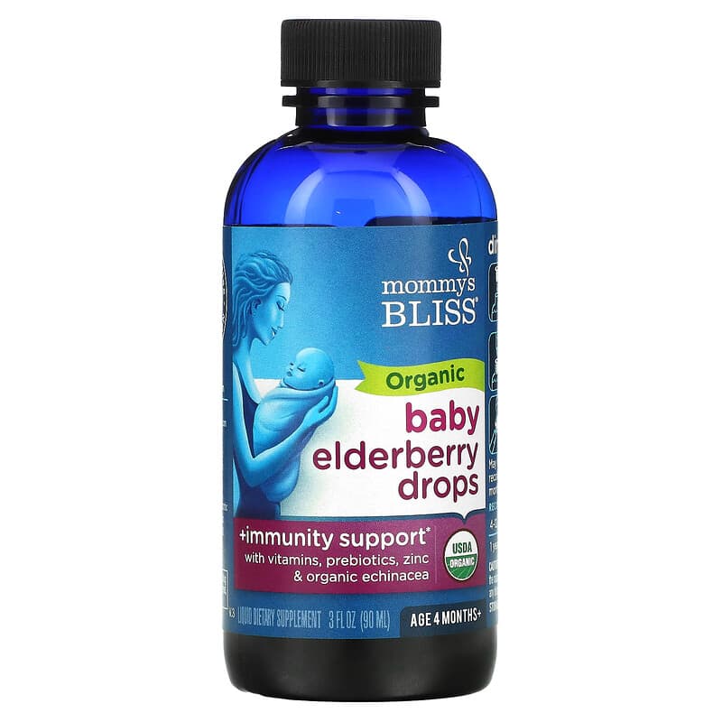 Mommy's Bliss, Organic Baby Elderberry Drops, Age 4 Months+, 3 fl oz (90 ml)