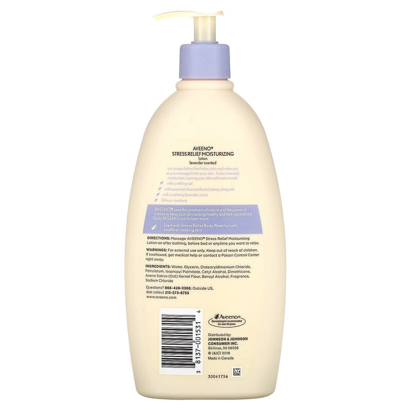 Aveeno, Stress Relief Moisturizing Lotion, Lavender, 18 fl oz (532 ml)