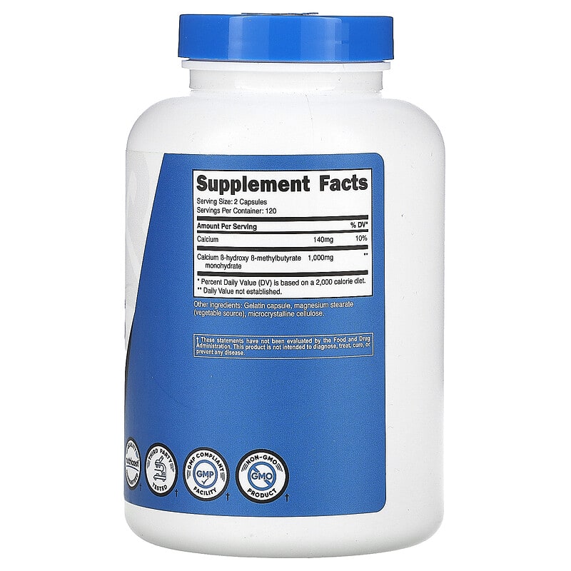 Nutricost, HMB, B-Hydroxy-B-methylbutyrate, 500 mg, 240 Capsules