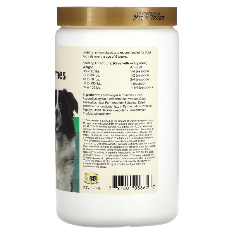 NaturVet, Digestive Enzymes Plus Pre & Probiotic Powder, For Dogs & Cats, 1 lb (454 g)