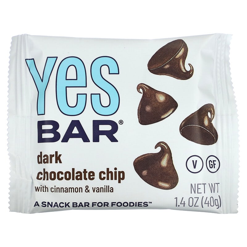 Yes Bar, Snack Bar, Dark Chocolate Chip, 6 Bars, 1.4 oz (40 g) Each