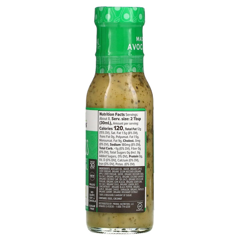 Primal Kitchen, Dressing & Marinade Made with Avocado Oil, Green Goddess, 8 fl oz (236 ml)