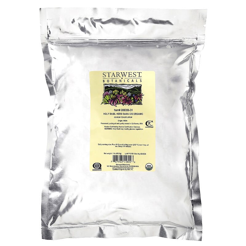 Starwest Botanicals, Organic Holy Basil Herb Rama C/S, 1 lb (453.6 g)