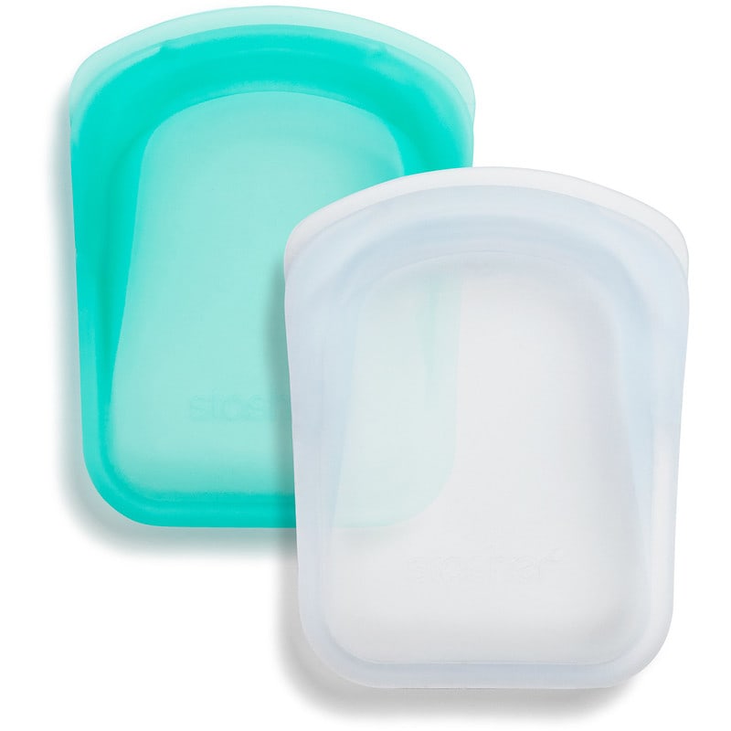 Stasher, Reusable Silicone Storage Bag, Pocket Size, Clear & Aqua, 2 Pack, 4 oz (42 g) Each