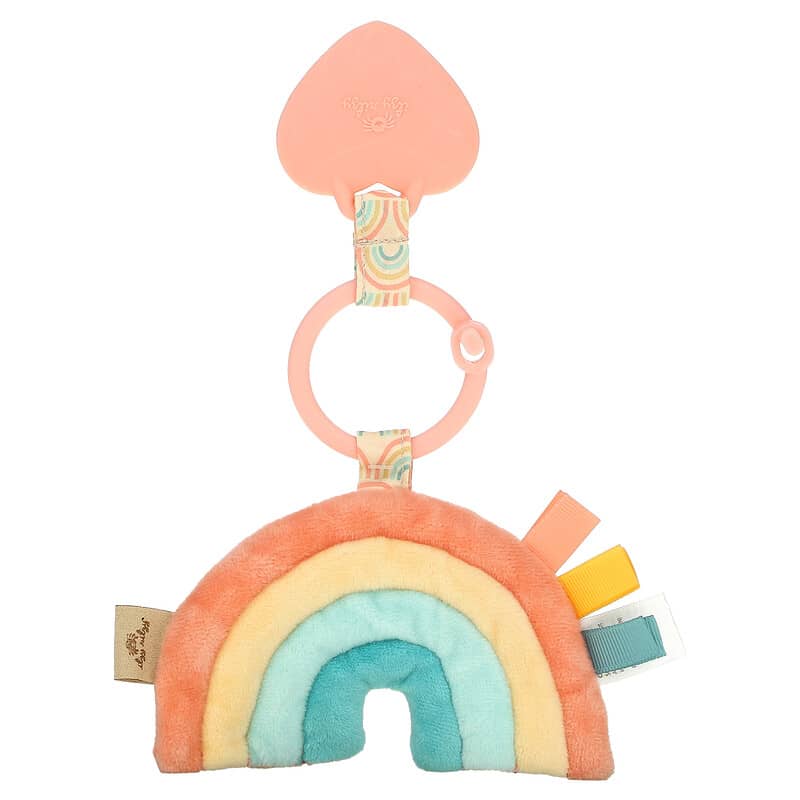 itzy ritzy, Itzy Pal, Plush Pal with Silicone Teether,  0+ Months, Macy The Rainbow, 1 Teether