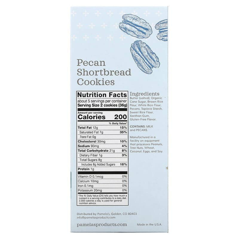 Pamela's Products, Shortbread Cookies, Pecan, 6.25 oz (177 g)