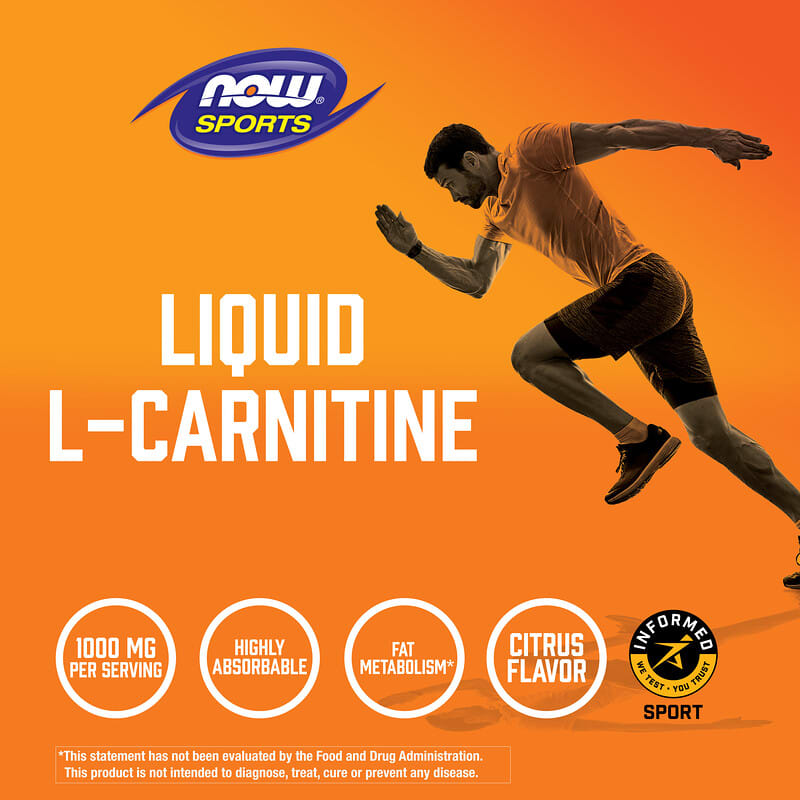 NOW Foods, Sports, Liquid L-Carnitine, Citrus, 1,000 mg, 32 fl oz (946 ml)