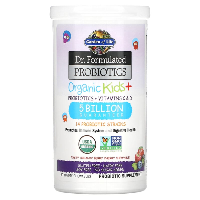 Garden of Life, Dr. Formulated Probiotics, Organic Kids +, Tasty Organic Berry Cherry, 30 Yummy Chewables