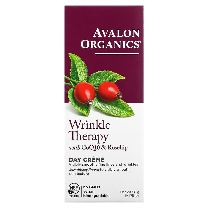 Avalon Organics, Wrinkle Therapy with CoQ10 & Rosehip, Day Creme, 1.75 oz (50 g)