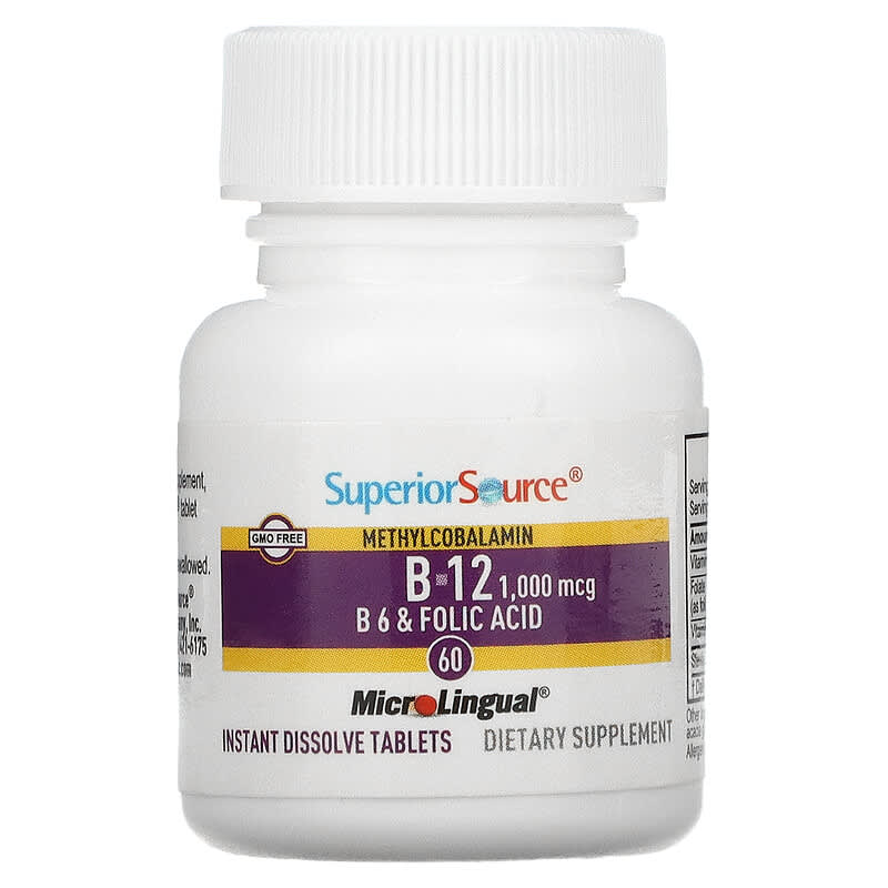 Superior Source, Methylcobalamin B-12, B-6 & Folic, 60 MicroLingual Instant Dissolve Tablets