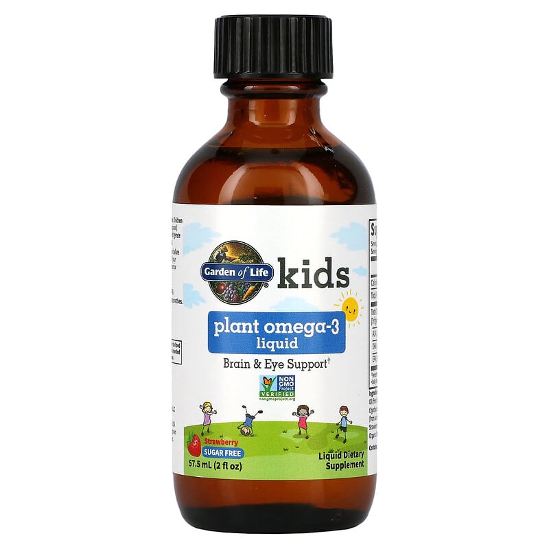 Garden of Life, Kids Plant Omega-3 Liquid, Strawberry, 2 fl oz (57.5 ml)