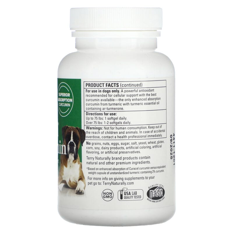 Terry Naturally, Curacel Curcumin, Optimal Cellular Support, For Dogs, 60 Softgels