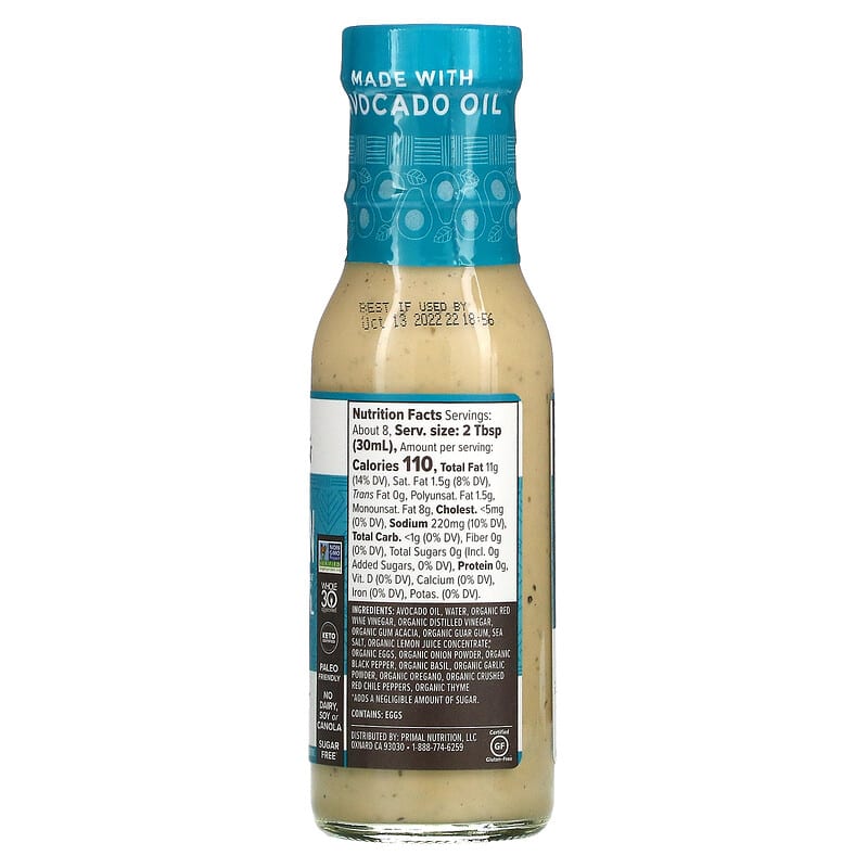 Primal Kitchen, Dressing & Marinade Made with Avocado Oil, Dreamy Italian, 8 fl oz (236 ml)