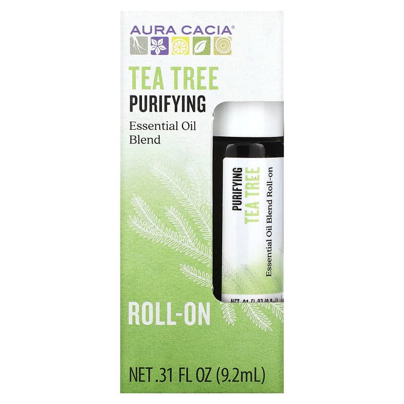 Aura Cacia, Essential Oil Blend, Purifying Roll-On, Tea Tree, .31 fl oz (9.2 ml)