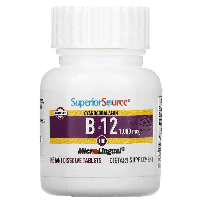 Superior Source, Cyanocobalamin B12, 1,000 mcg, 100 MicroLingual Instant Dissolve Tablets