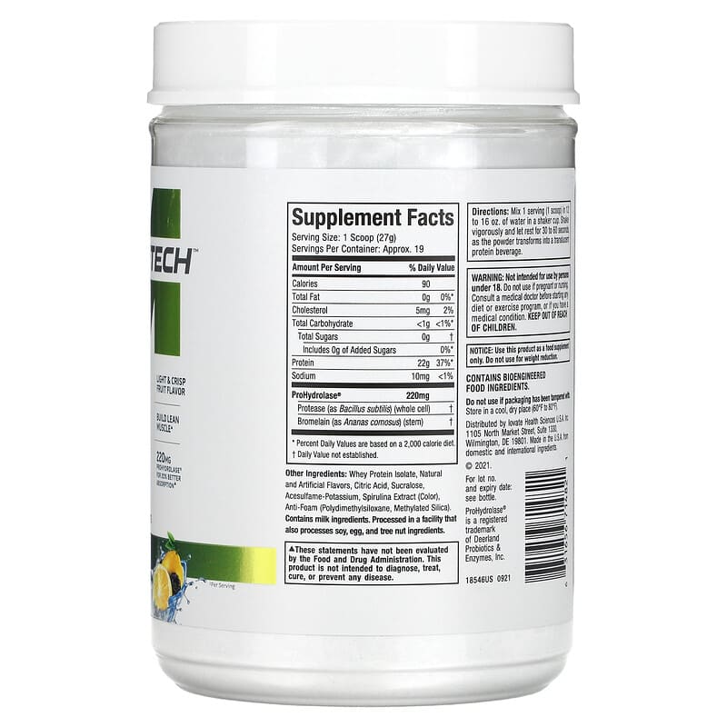 MuscleTech, ISO Whey Clear, Ultra-Pure Protein Isolate, Lemon Berry Blizzard, 1.11 lbs (503 g)