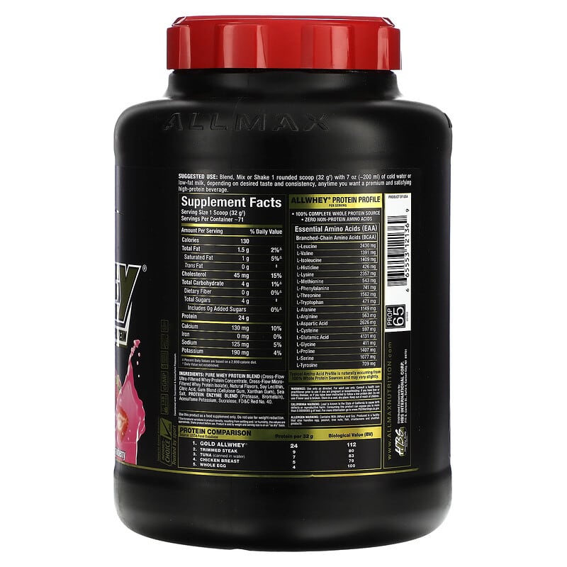 ALLMAX, Gold AllWhey, Premium Whey Protein, Strawberry, 5 lbs (2.27 kg)