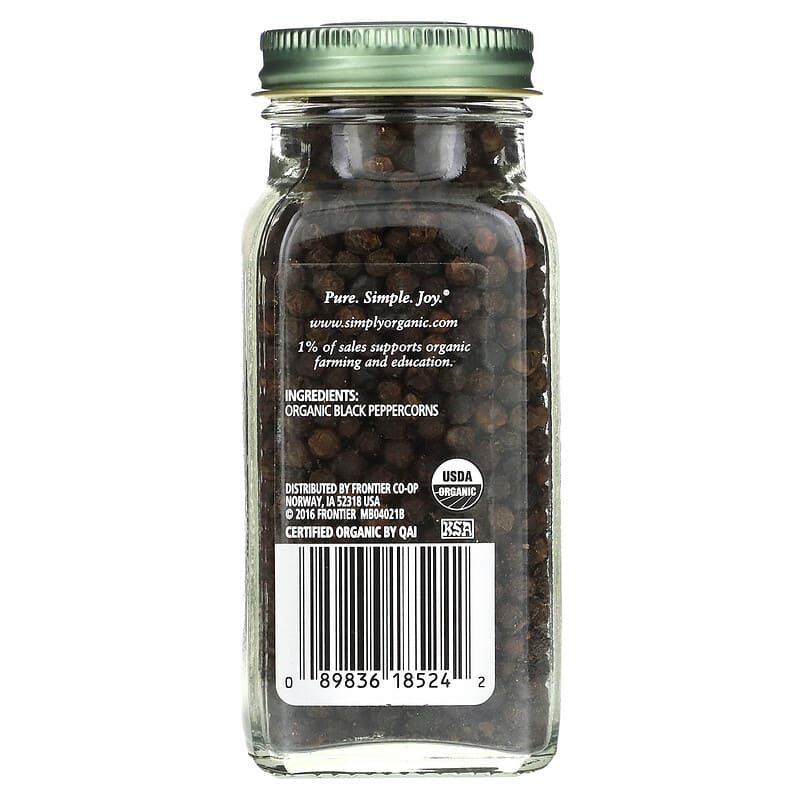 Simply Organic, Black Peppercorns, 2.65 oz (75 g)