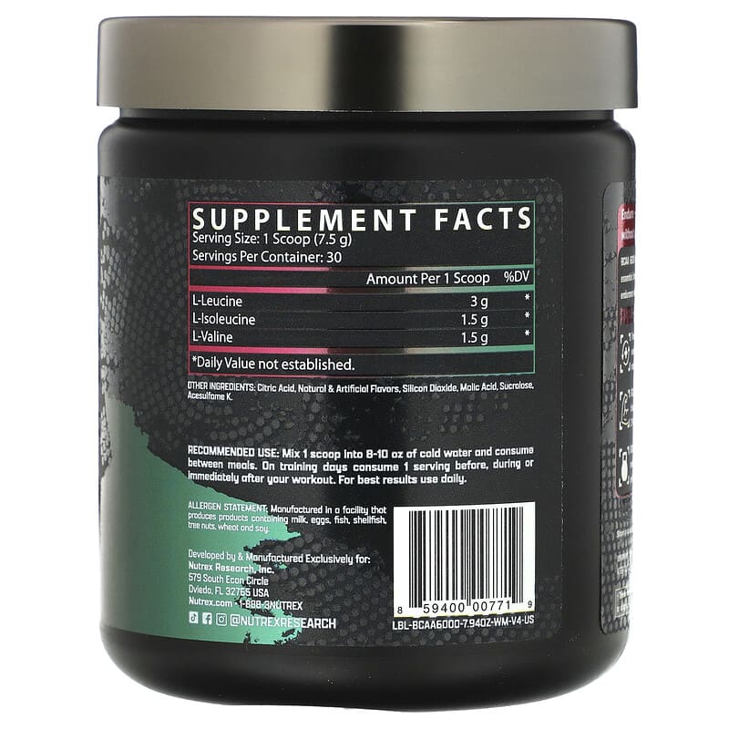 Nutrex Research, BCAA 6000, Recovery, Watermelon, 7.94 oz (225 g)