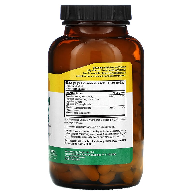 Country Life, Target-Mins Magnesium Potassium Aspartate, 180 Tablets